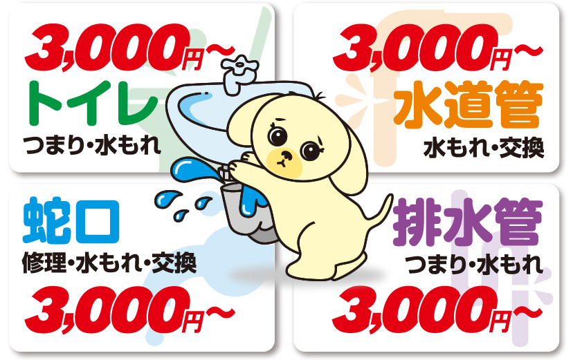 福岡県遠賀郡水巻町の水道修理料金表